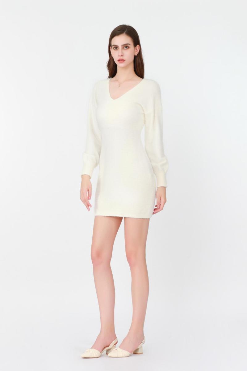 V-Neck Knit Slim-Fit Dress