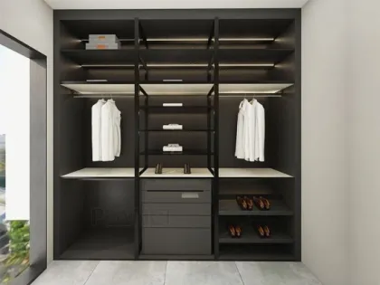 MDF Sliding Door Glass Bedroom Walk In Wardrobe
