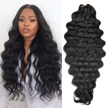 Wholesale Pre Feathered Hybrid Long Ombre Brown Black Water Wave Braids Synthetic Hair Extensions Body Wave Crochet Braiding