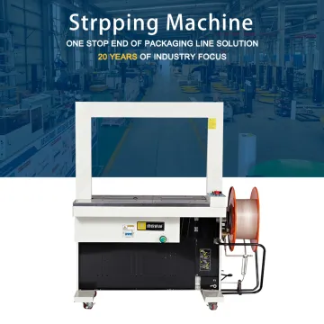 Low Table Packer Strapping Machine With Conveyor Line