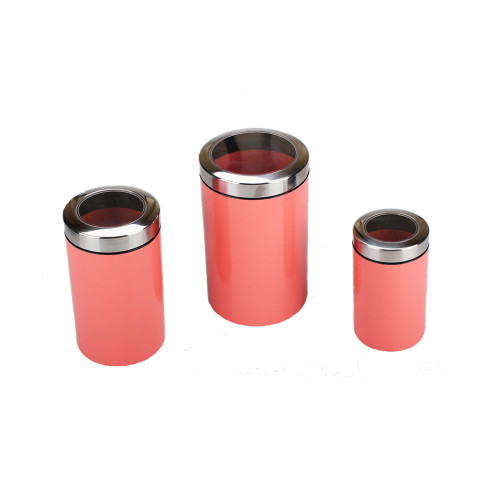 Set of 3 Stainless Steel Tea Coffee Canistars