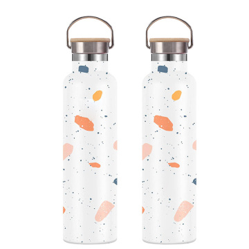 Wholesale 1000 ml Insulated Stainless Steel Water Bottles with Bamboo Lid