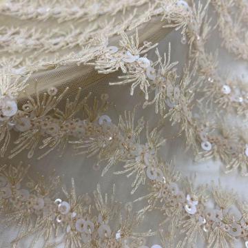 3D Flame Pattern Two Tone Sequin Embroidery Fabrics