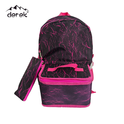 Three-piece polyester twill printed school bag set