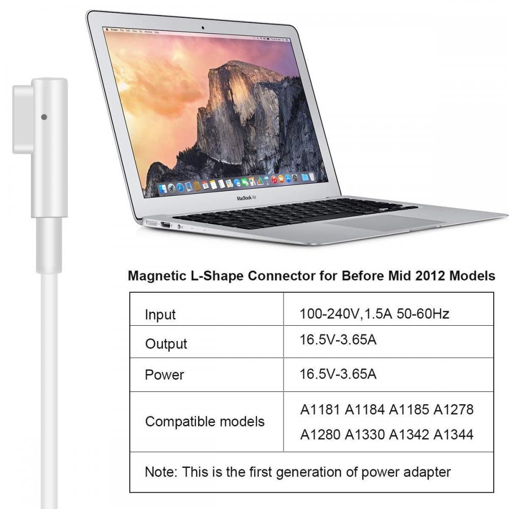 60W 16.5V 3.65A Apple Macbook Magsafe1/2