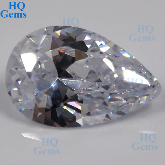 Pear White Zircon Gems Synthetic CZ Wuzhou Stone