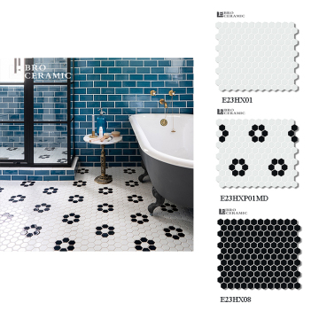 Piastrelle a mosaico esagonale bianco e nero - cucina di alta qualità e bagno matto di ceramica
