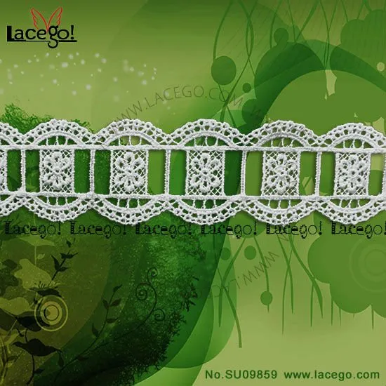 Machine embroidery cotton Lace Trim White