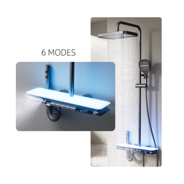 Digitales Display Luxus-Duschset: Wandfall mit an Wand montiertem Messing mit 6 Funktionsmassagekörperspray und LED-Leuchten