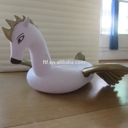 Custom White PVC Inflatable Pegasus Floating Row Swimming Pool Toys