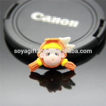 Orange Hair Double Braid Little Girl Doll Polymer Clay Micropore Bead Fit Jewelry Making