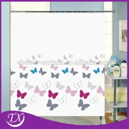 100% Polyester Fabric Flying Buterfly Shower Curtain
