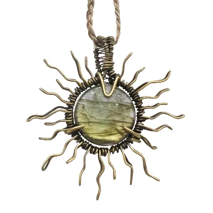 2024 Natural Labradorite Pendant Necklace for Solar Plexus Chakra