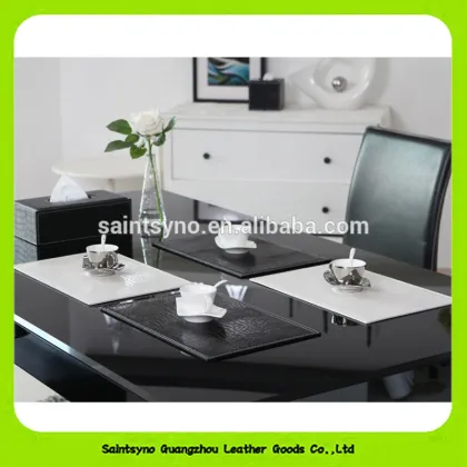 No-clean Anniversary Black Waterproof Synthetic Leather Coasters 16026