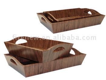 Wood Storage Tray Set