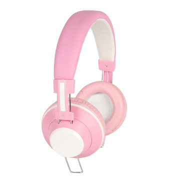 Lindos auriculares de sonido bajo estéreo femenino rosa