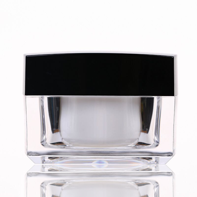 plastic square acrylic empty cosmetic cream jar