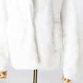 Beige faux fur coat elegant