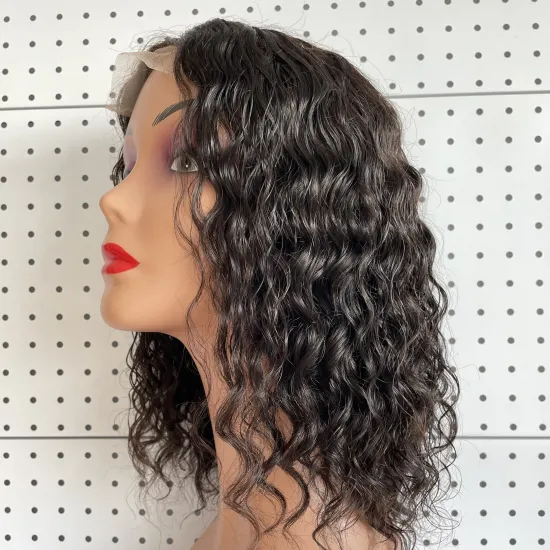 Wholesale short wigs for black women transparent virgin color yaki full hair medium peruvian 360 lace front wigs