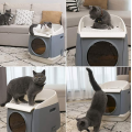 Gray Hooded Kitty Litter Box Two-Door