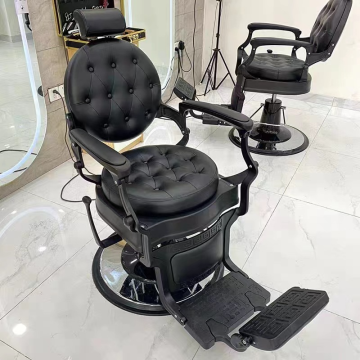 Vintage Belmont Barber Chair - Fashion Red and Black Hydraulic Reclining Chair for Salons
