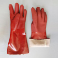 PVC rojo oscuro acabado arenoso guantes a prueba de agua protectores