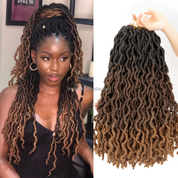 AliLeader Wholesale 18inch Crochet Braids Synthetic Bohemian Gypsy Locs Hair Extensions Wavy Curly Ombre Faux Locs