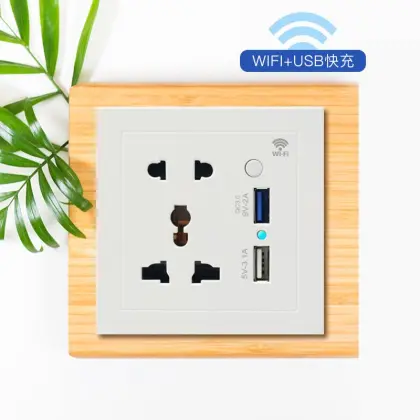 Tuya Smart Home WiFi Smart Socket with USB Port - Compatible with Google Home and Alexa