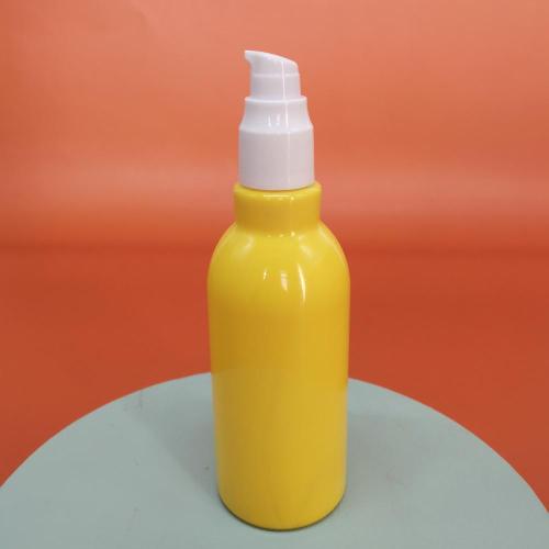 Yellow Lotion Glass Bottle with Pump