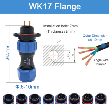 Conector de flange à prova d&#39;água em linha WK17