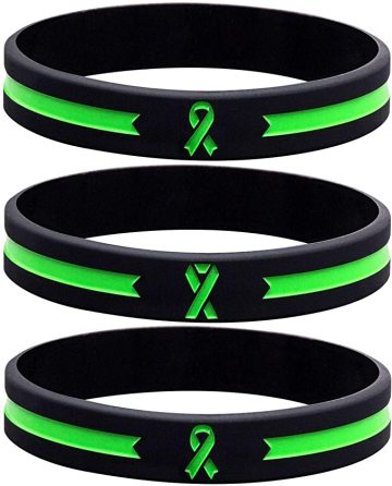 Custom Green Awareness Ribbon Silicone Bracelets