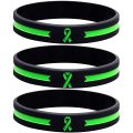 Custom Green Awareness Ribbon Silicone Bracelets