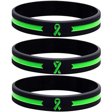 Custom Green Awareness Ribbon Silicone Bracelets