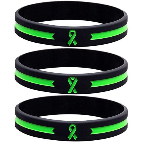 Pulseiras de silicone de fita de consciência verde personalizadas