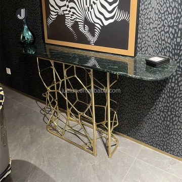 Modern Gold Copper Console Table - Italian Marble Art Deco Design