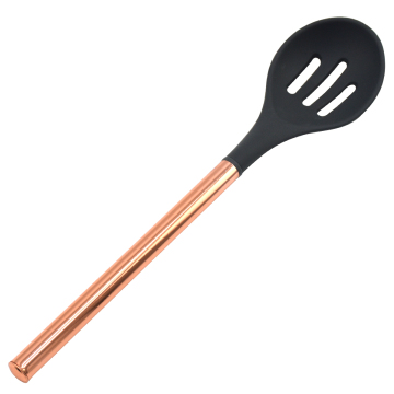 Stainless Steel Rose Gold Handle Cooking Spoons and Kitchen Silicone Slotted Spoon