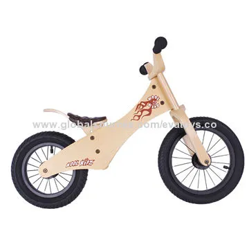Wooden children bike toy, superior wood + green paint, measures 76x17x37cm