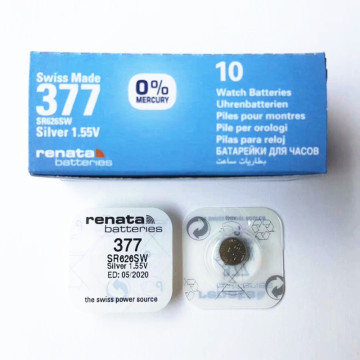 Renata Barnd 1.55V SR626SW 377 baterai sel kancing oksida perak untuk pengawasan
