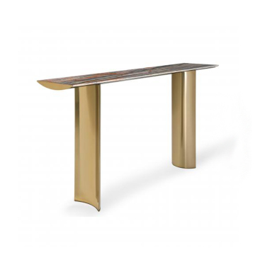 Rectangular Stainless Steel and Natural Marble Side Table for Living Room