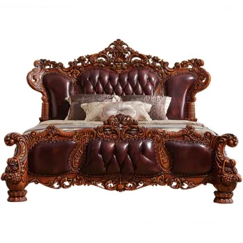 Hot Design Bedroom Furniture: Luxury European Wood Carved Bed Sets at Factory Prices