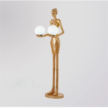 JYLIGHTING Modern LED Floor Lamp - Golden Abstract Human Body Sculpture RGB Glass Decoration
