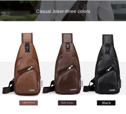 2024 New Korean Men's Soft Leather PU Chest Bag