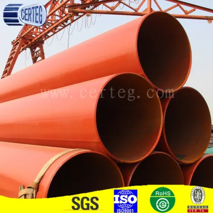 Carbon Steel Fluid or Natural Gas Pipeline with red anti-rust painted