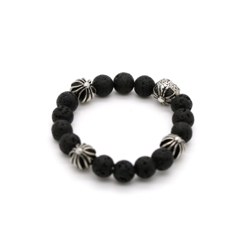 Black air-slake stone bracelet for men