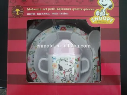 kids tableware gift set, hello kitty, snoopy, spongebob