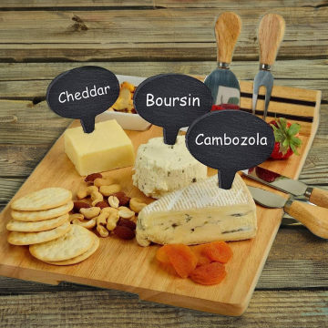 Food-Grade Natural Slate Labels for Cheese - Markers and Soapstone Chalk Included