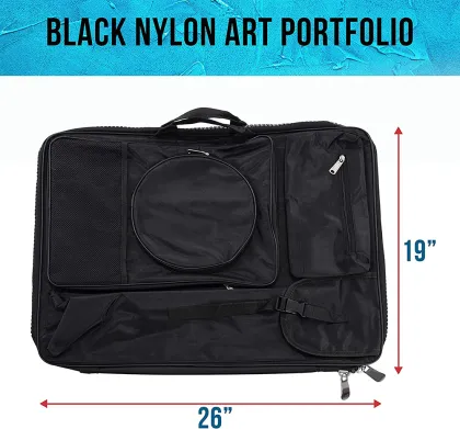 Black Nylon Art Supplies Portfolio Backpack - 19'' x 26'' Artist Carry Bag