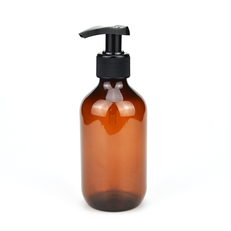 300ml 500ml Shampoo Loção Pumping Dispensador Amber Pet Plástico Boston Garrafas redondas