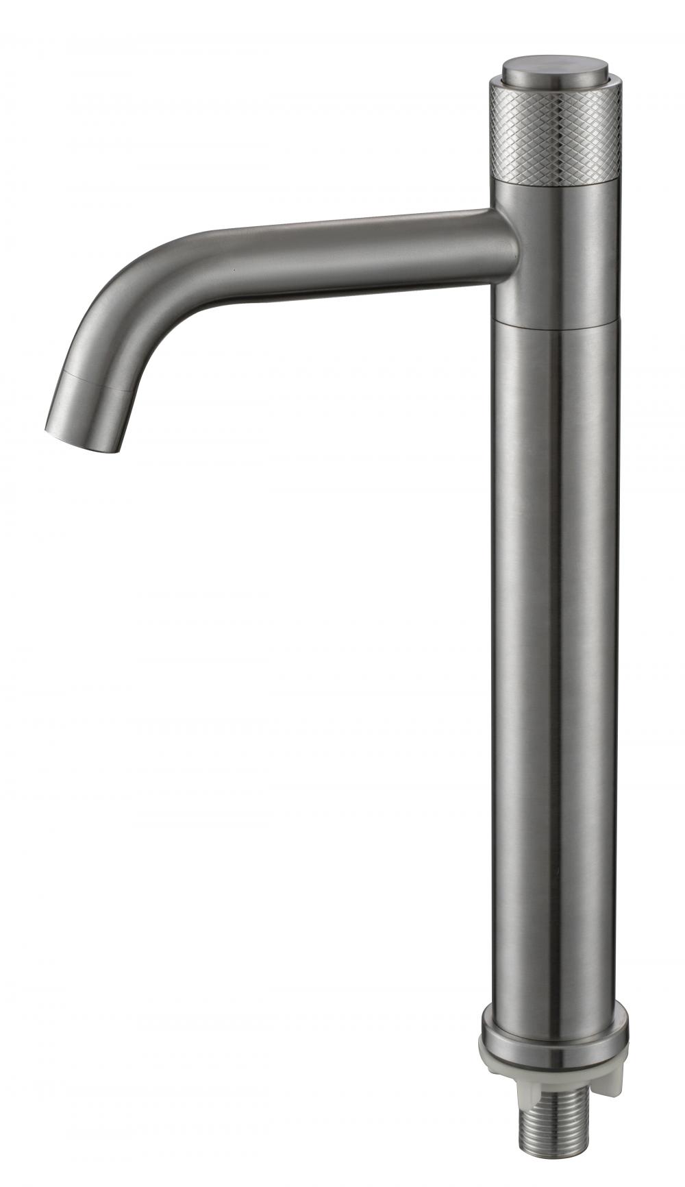 Single cold 304-stainless-steel button high basin faucet