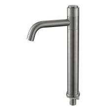 Single cold 304-stainless-steel button high basin faucet